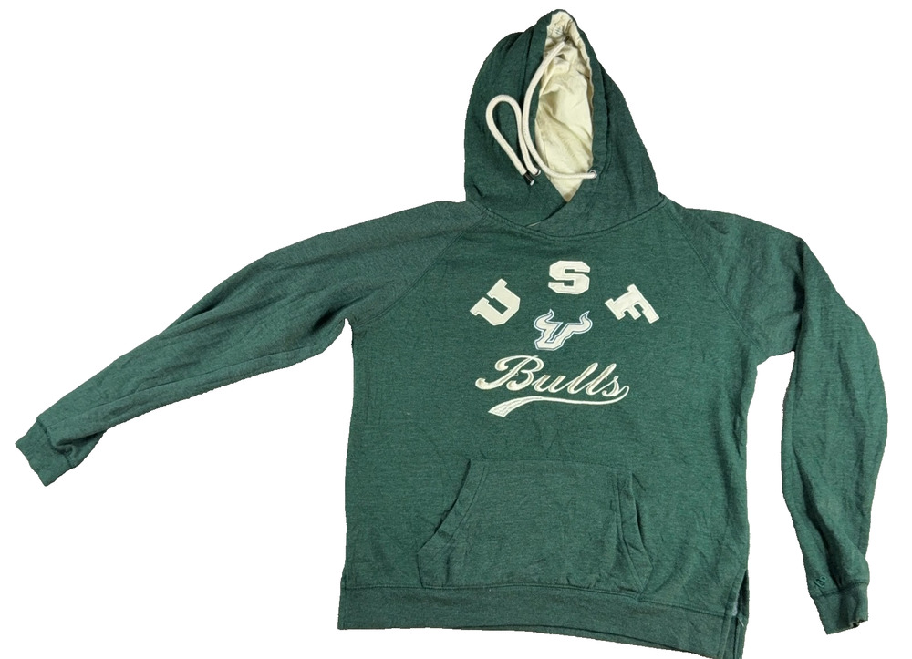 USF Bulls Hoodie Women M Colosseum Green Embroidered South Florida Pullover